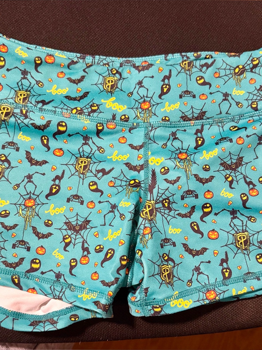 Born Primitive Teal Halloween Print Shorts